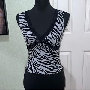 Vibe Black and White Zebra Print Top